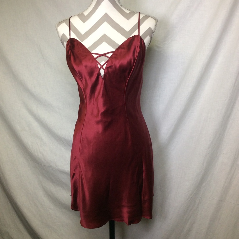 Victoria’s Secret Gold Label VTG Silk Burgundy Slip Dress Chemises Sz M